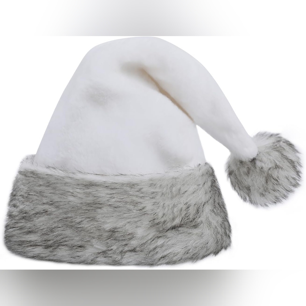 White Santa Hat with Faux Fur Trim (NWT)